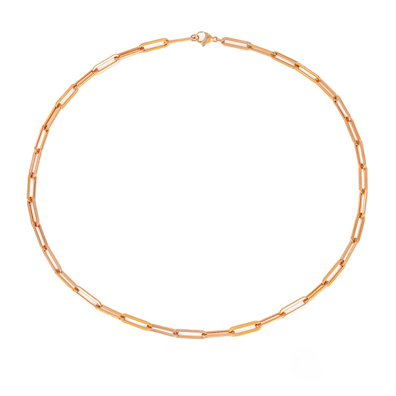 Collar chapado en oro con cruz minimalista de acero inoxidable para mujer