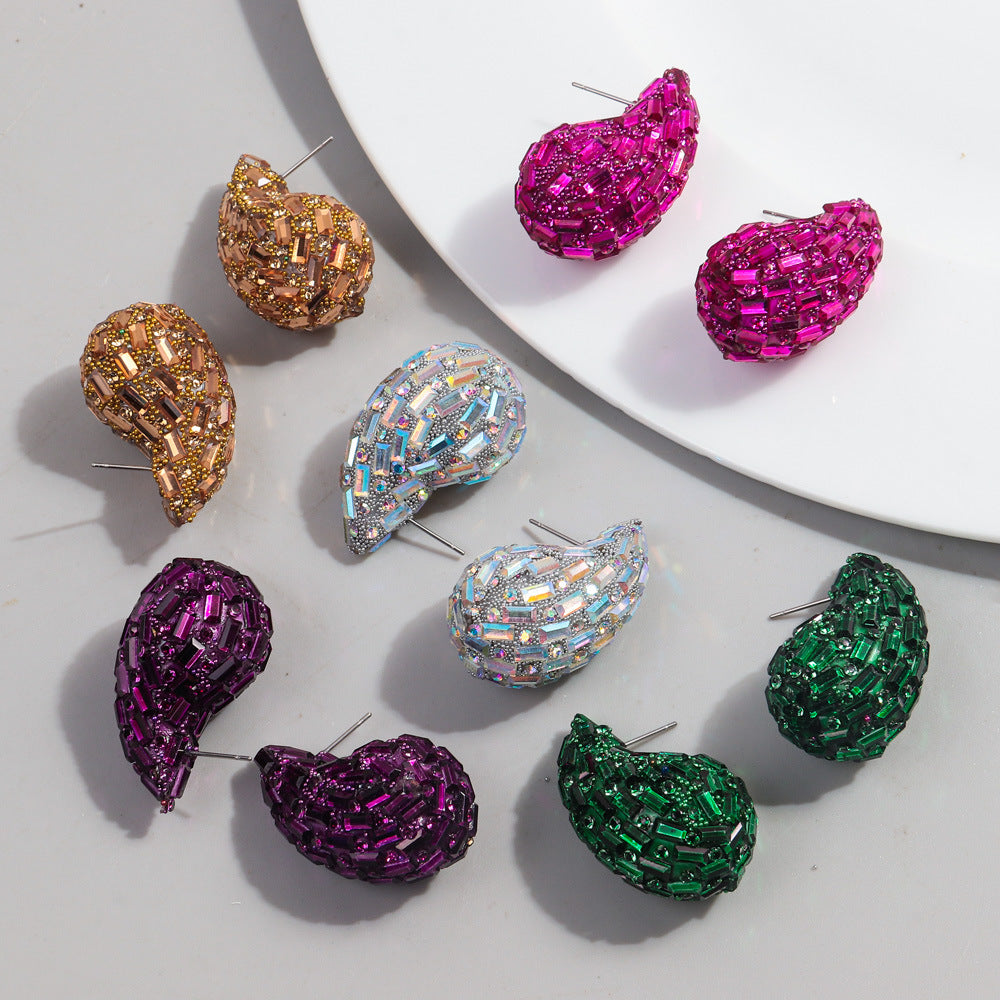 Boucles d'oreilles à tige en métal tendance et entièrement bijoux