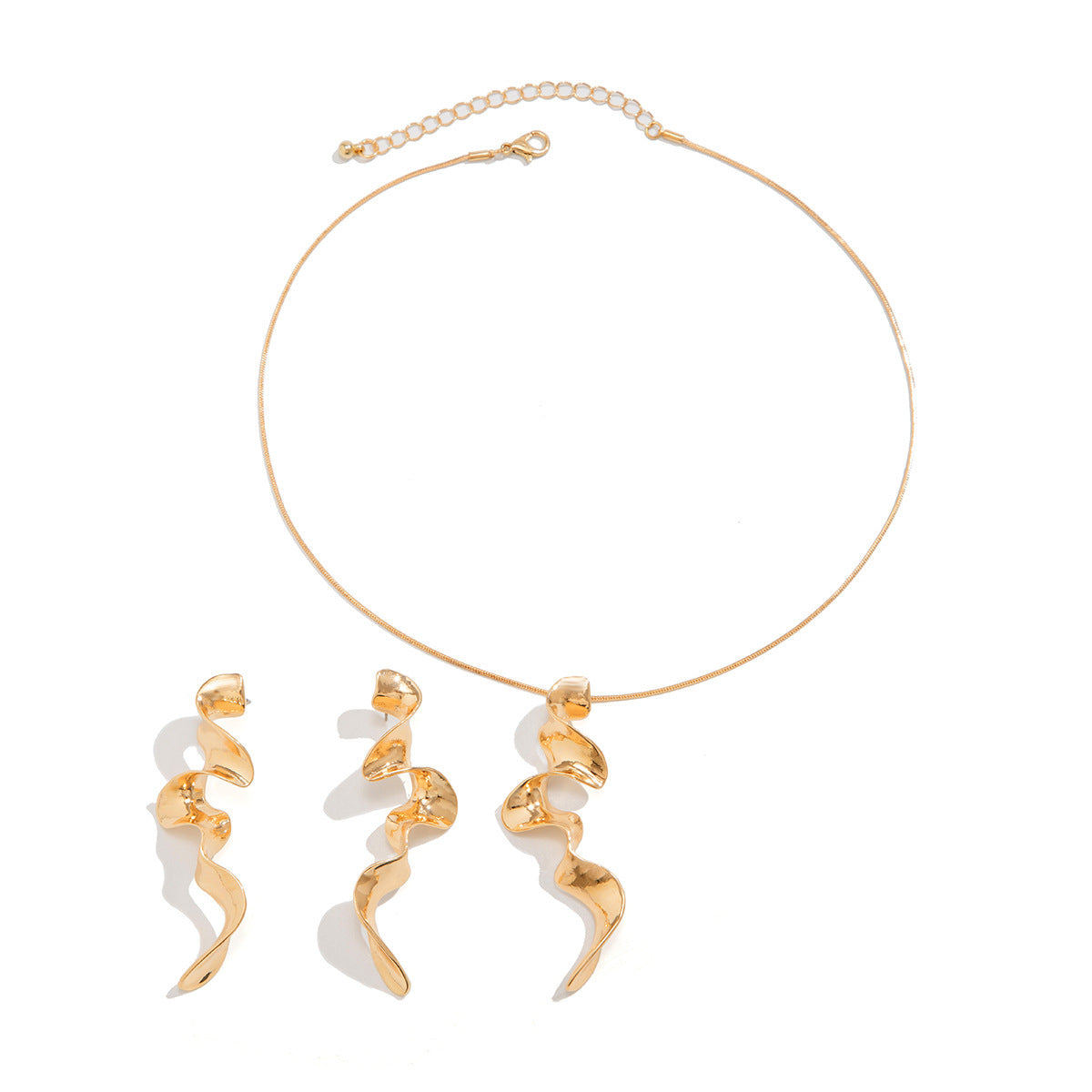 Spiral Liquid Geometric Warping Design Necklace