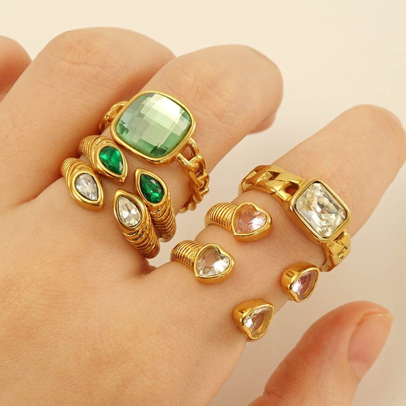 Bague en diamant en acier inoxydable pour femmes, tempérament de mode