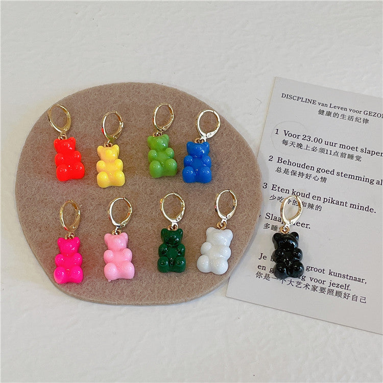 Boucles d'oreilles ours en bonbons colorés de Corée du Sud