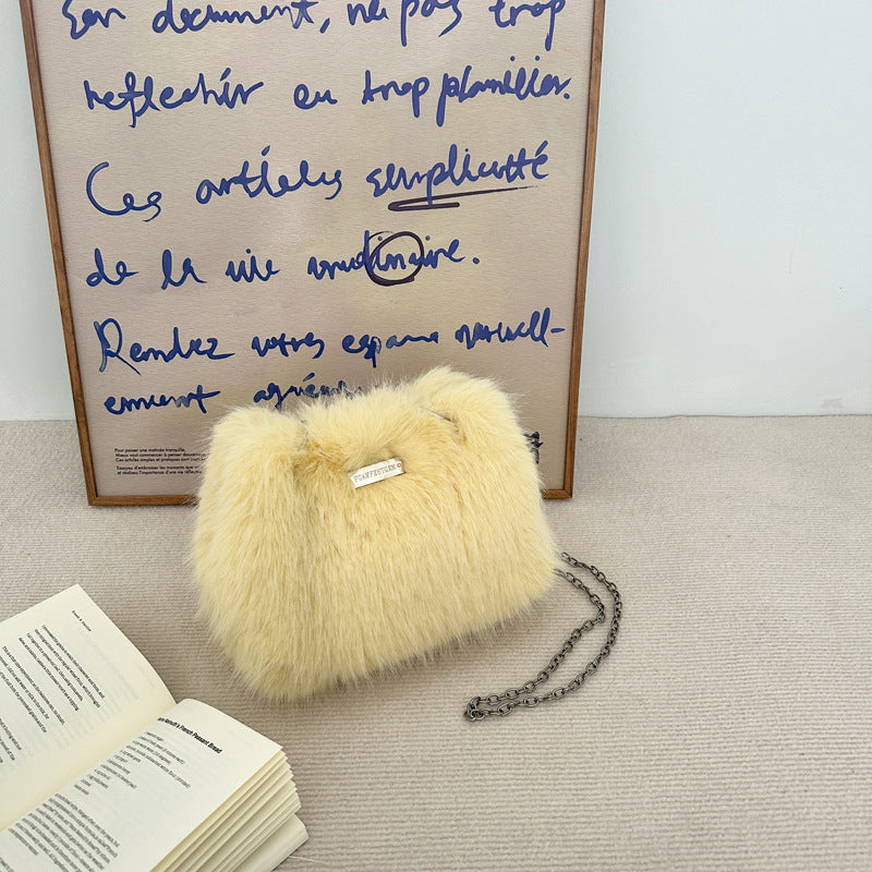 Sac Peluche Mode Femme Imitation Fourrure de Renard