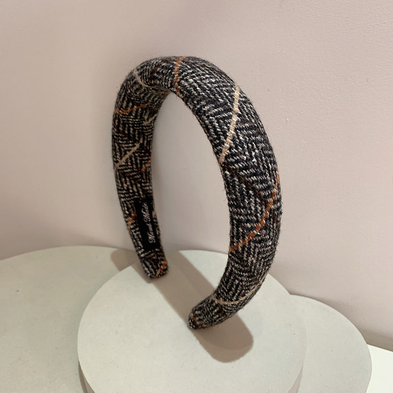 Bandeau en éponge à carreaux en laine, tempérament doux, ton chaud, haut tête de mort