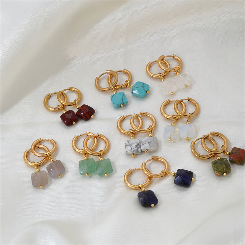 Boucles d'oreilles carrées à la mode Style INS, Clip d'oreille plaqué or