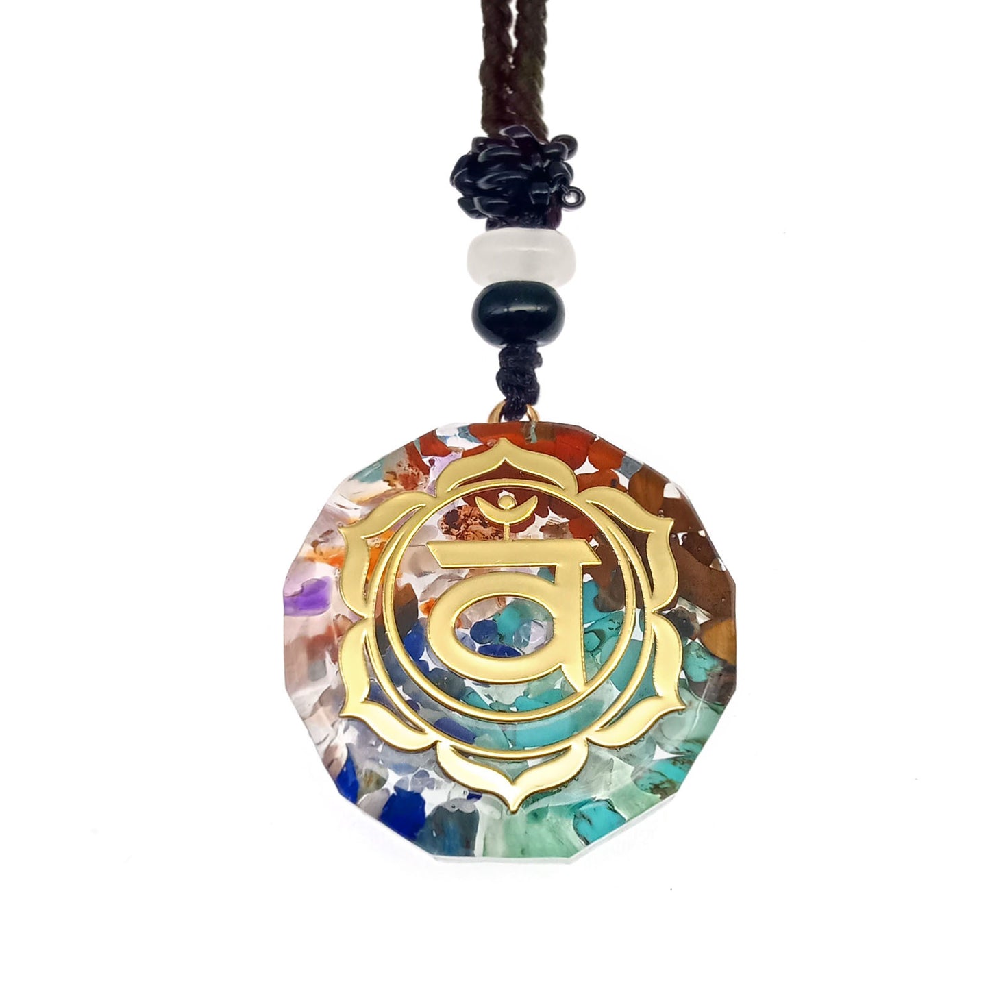 Venta caliente transfronteriza collar de grava colorido colgante de cristal Natural ornamento de forma geométrica multilateral al por mayor