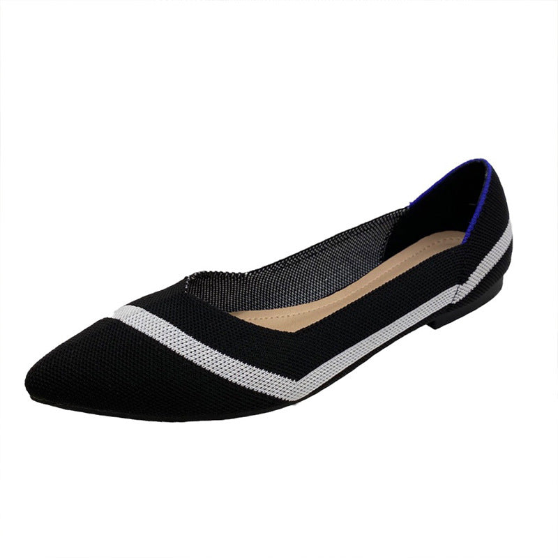 Chaussures de ballet pliables tissées volantes décontractées à la mode pour femmes