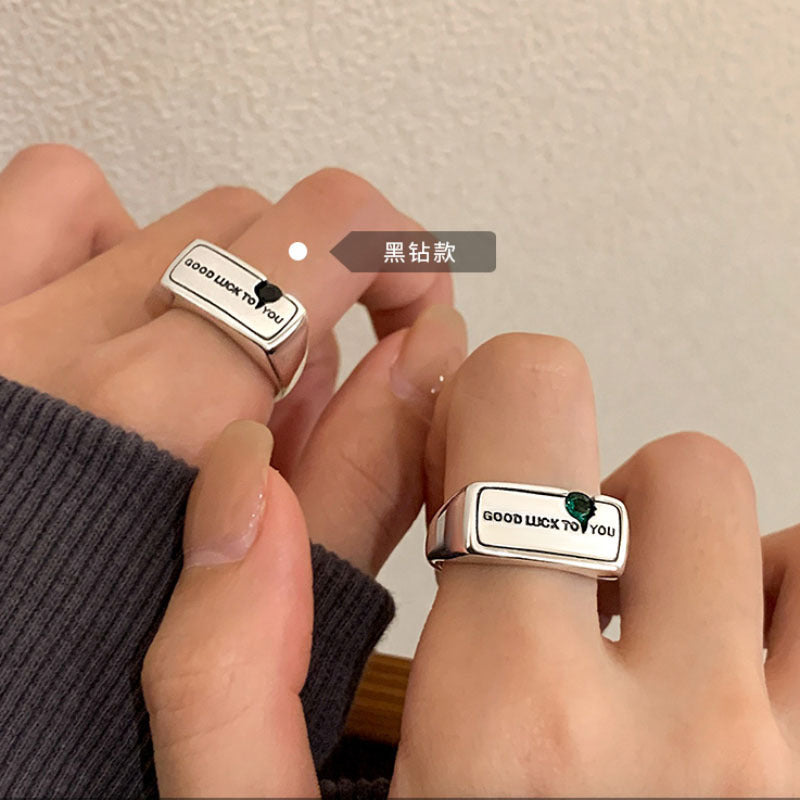 Bague Carrés Géométriques Lettres Mode Féminine