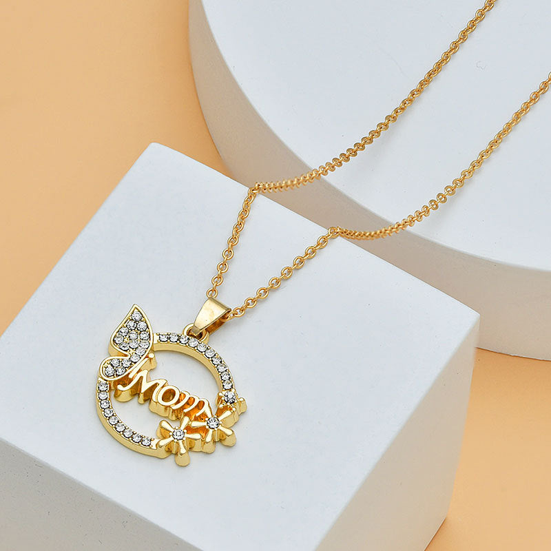 Collar con forma de corazón para mujer, joyería fina con letras de diamante para el día de la madre, accesorios para mujer, joyería de moda