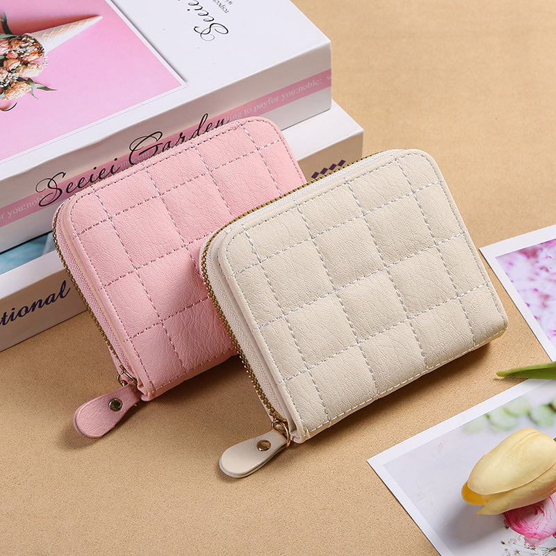 Porte-cartes brodé à carreaux de mode Mini dames