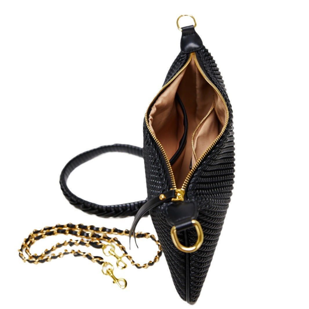 Sac à bandoulière à une épaule en cuir tissé créatif