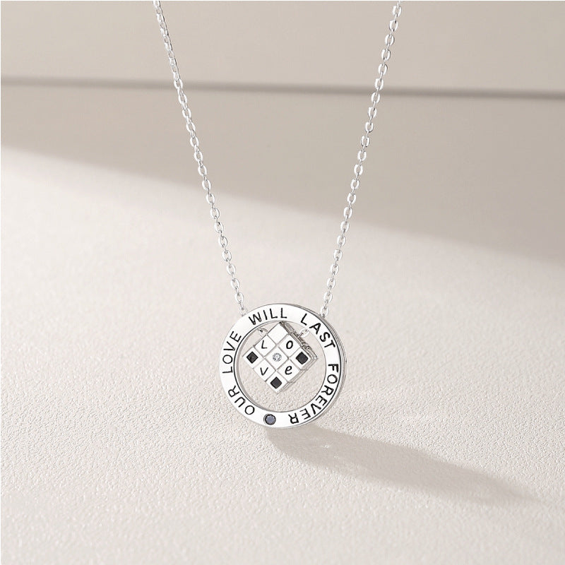 Cadena de clavícula del collar del cubo de Rubik del amor de la moda de los hombres y de las mujeres