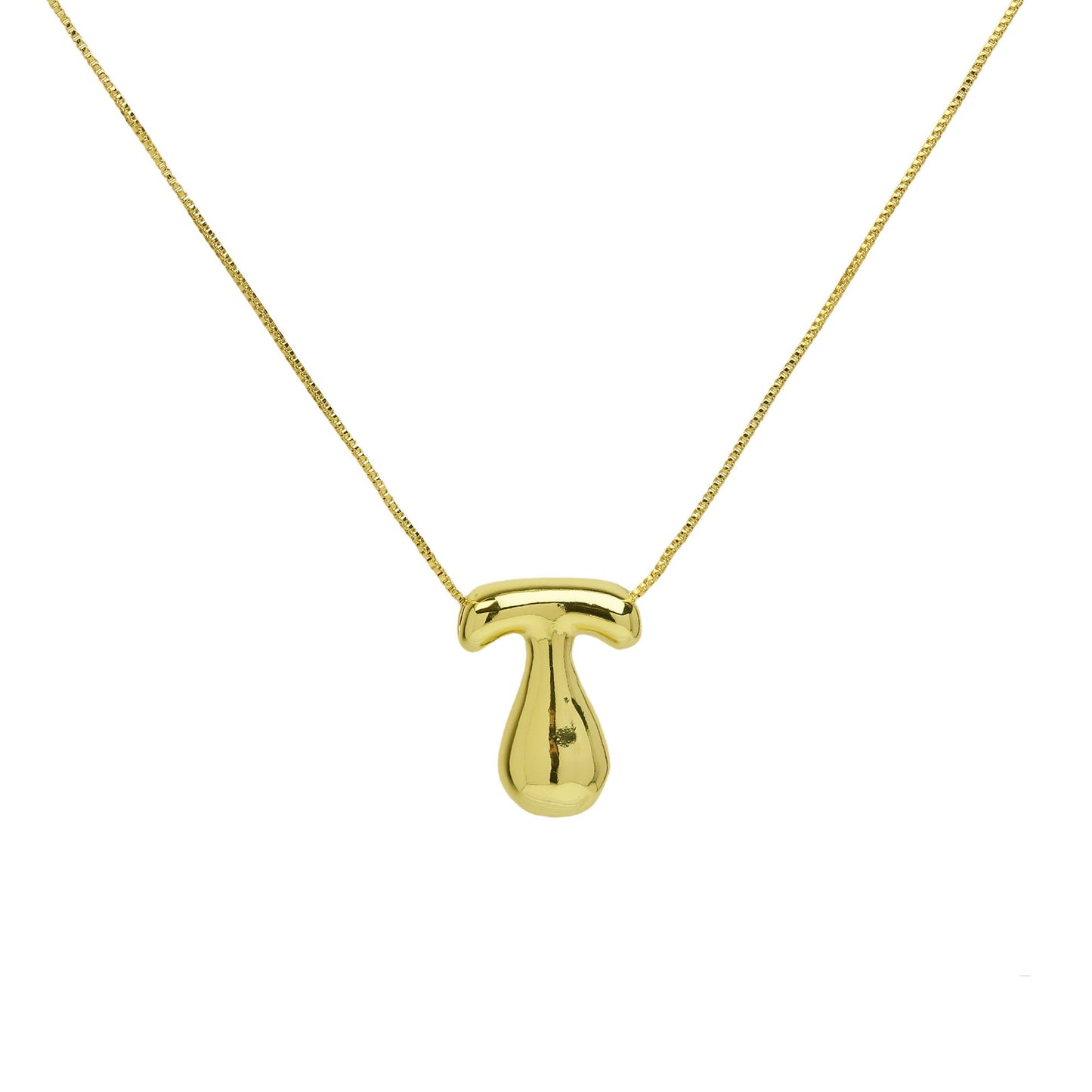 Brass Glossy Balloon English Letter Pendant Necklace