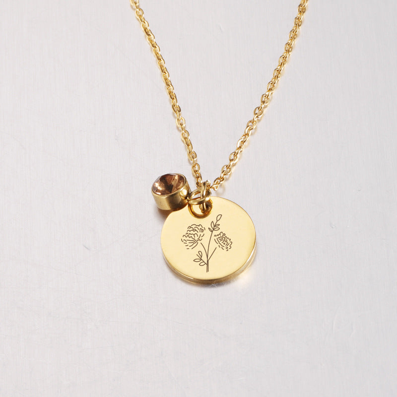 BirthdayNecklace Stainless Steel Necklace All-match Clavicle Chain