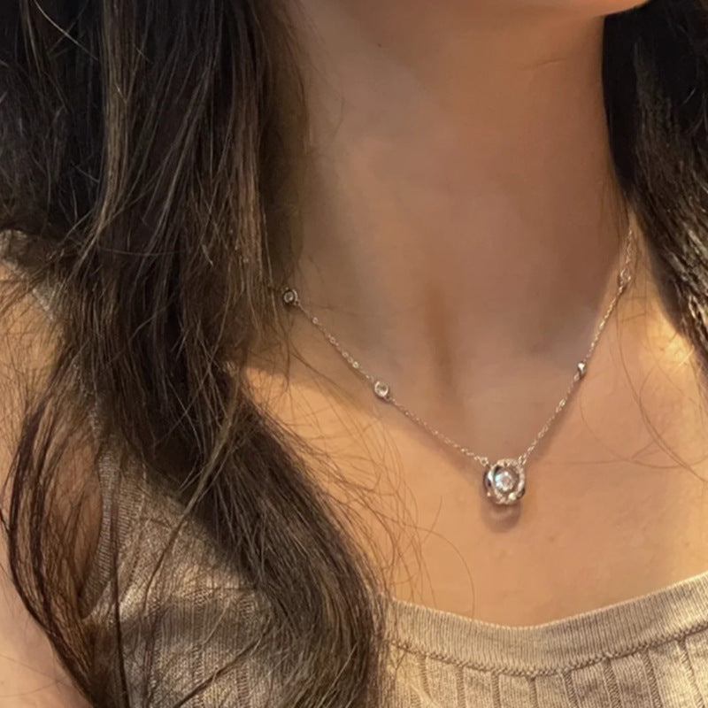 Collier intelligent en argent sterling 925 Mobius de trois secondes pour femme