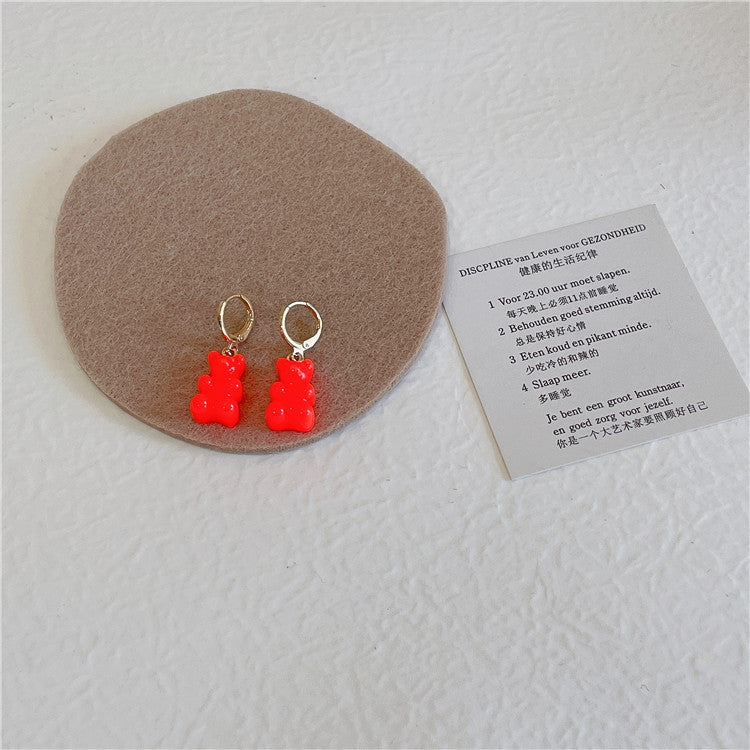 Boucles d'oreilles ours en bonbons colorés de Corée du Sud