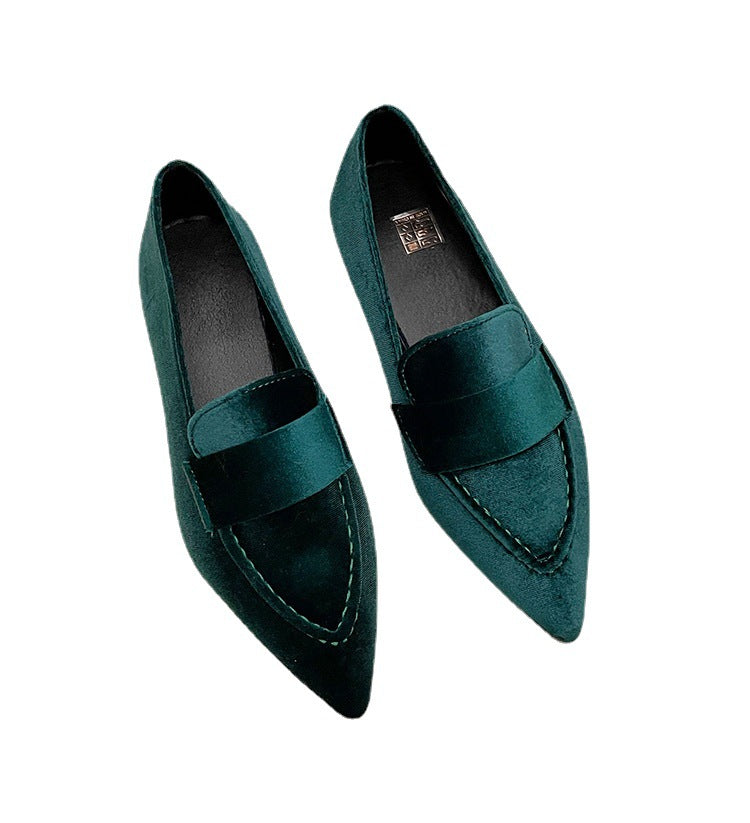 Style coréen bout pointu talon carré pompes décontractées femmes