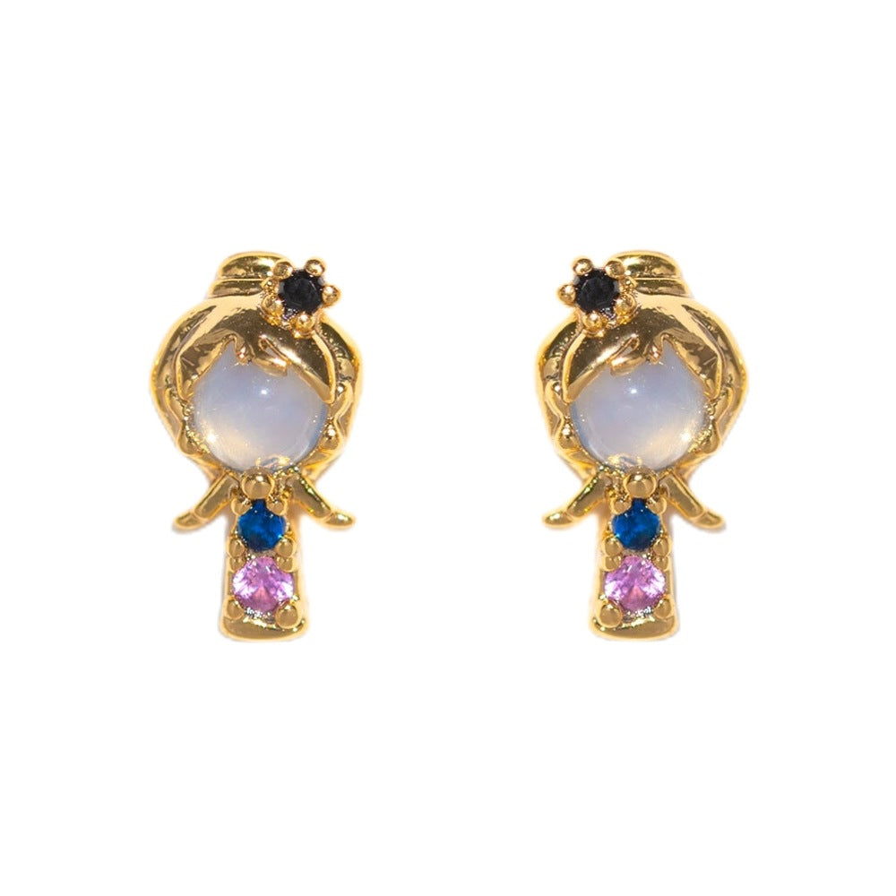 Creative Cartoon Character Micro-inlaid Color Zircon Animal Stud Earrings