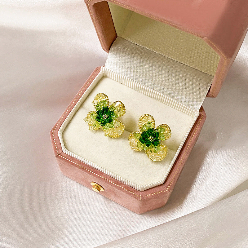 Boucles d'oreilles à fleurs vertes de haute qualité pour femmes