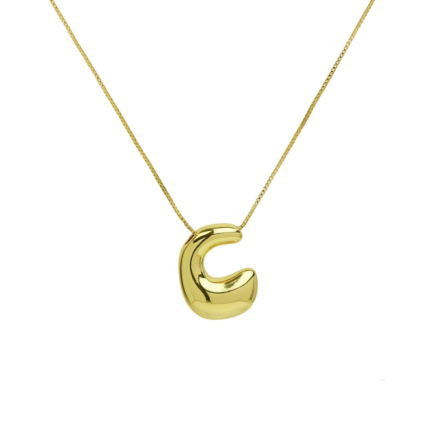 Brass Glossy Balloon English Letter Pendant Necklace