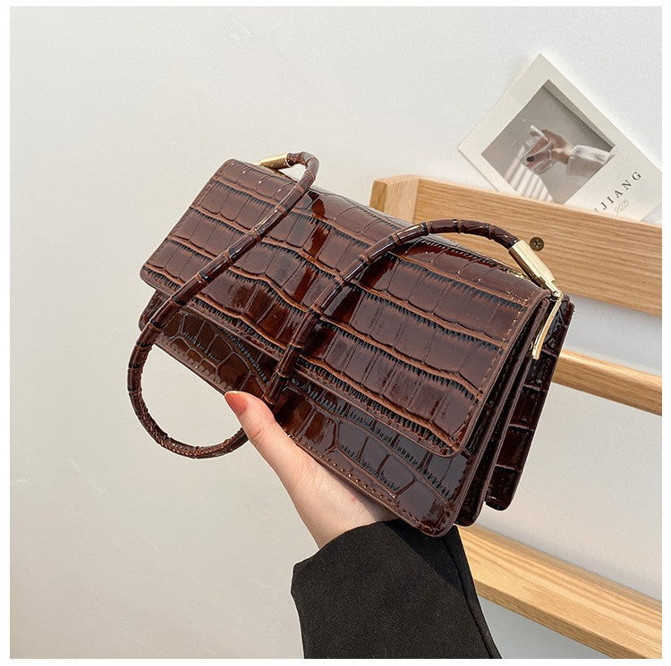 Women Shoulder Bgas Stone Pattern Solid Color Elegant Bag