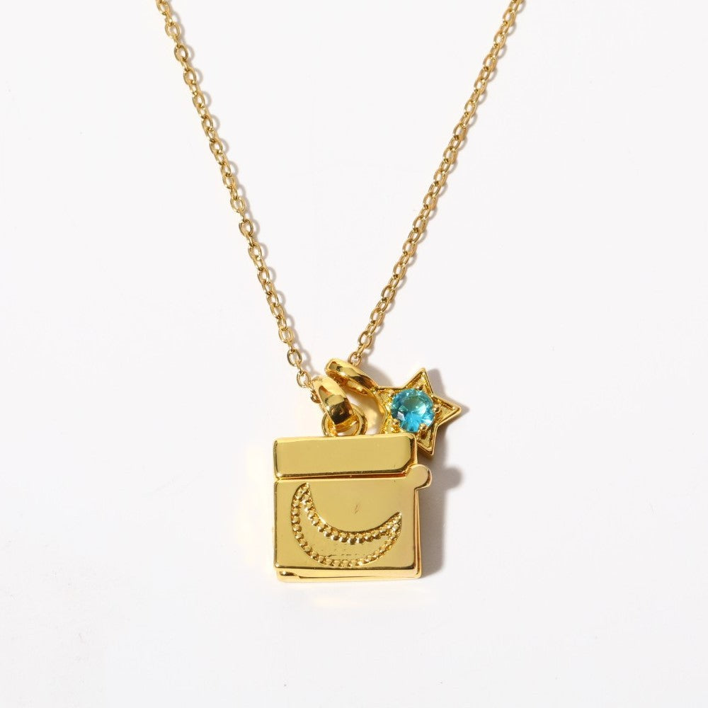 Shell Titanium Steel Album Necklace Opening And Closing Envelope Necklace