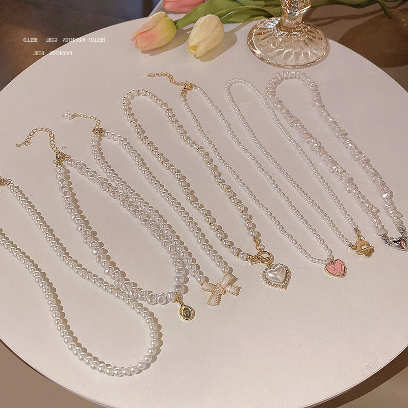 Collier de perles d'amour à coutures assorties pour femmes