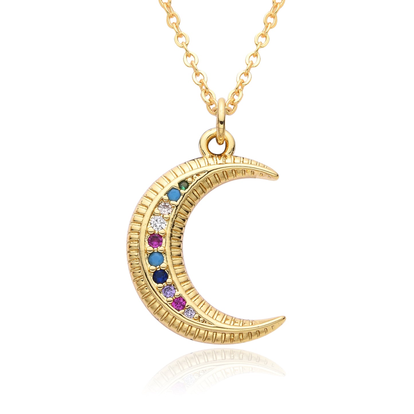 Collar de diamantes lleno de luna con microincrustaciones para mujer
