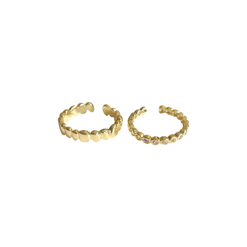 Bague ouverte de conception minoritaire capricieuse à double paquet pour les femmes