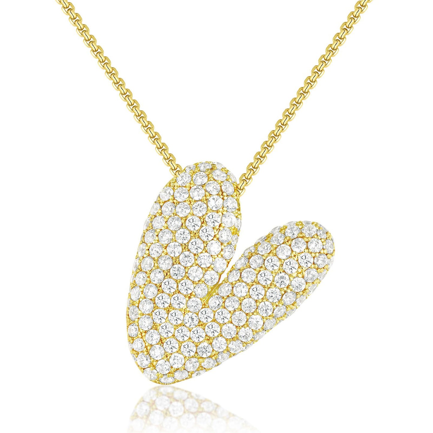All-matching 26 English Letters Pendant Necklace Female Inlaid Zircon Chubby Balloon Letters