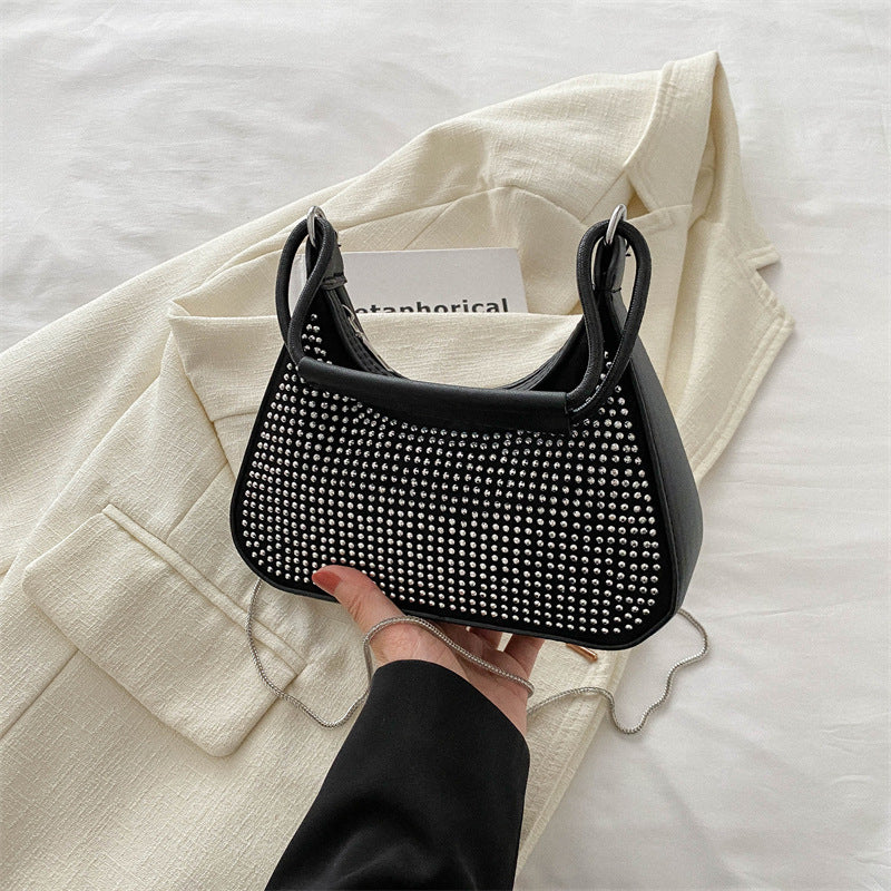 Bolso bandolera con cadena de diamantes de imitación de moda con diamantes ligeros