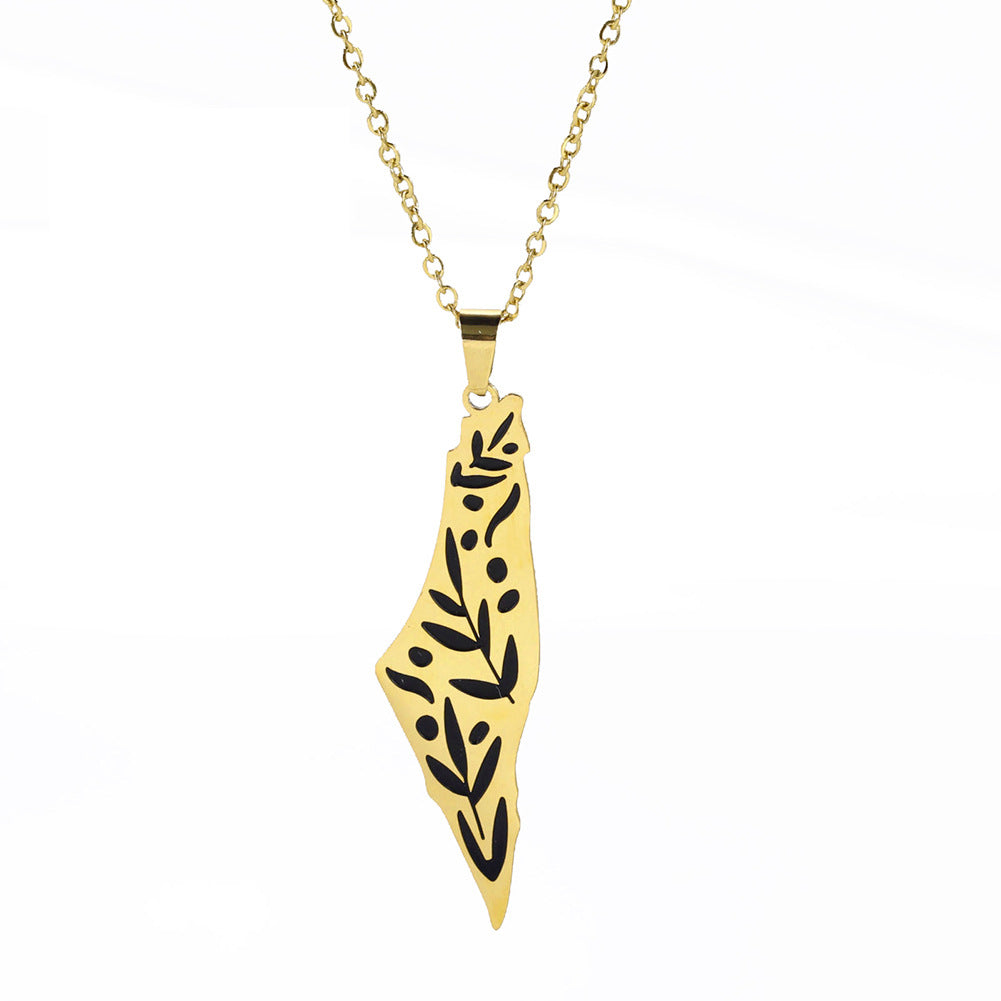 Collier en acier inoxydable avec pendentif à motif végétal poli Double face, ternissement par Corrosion