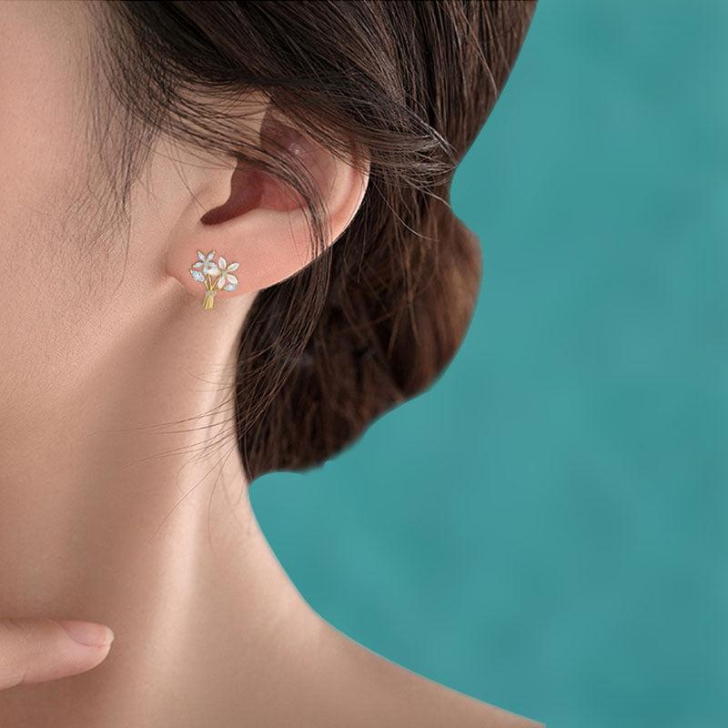 Boucles d'oreilles en argent Sterling pour femmes, niche à aiguilles, fleurs creuses
