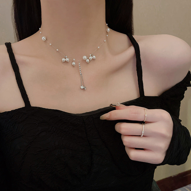 Collier de perles d'amour à coutures assorties pour femmes