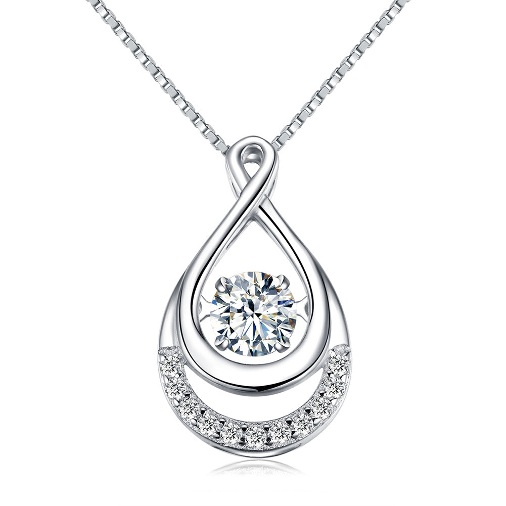 Collier suspendu intelligent en argent sterling avec micro incrusté de cœur battant