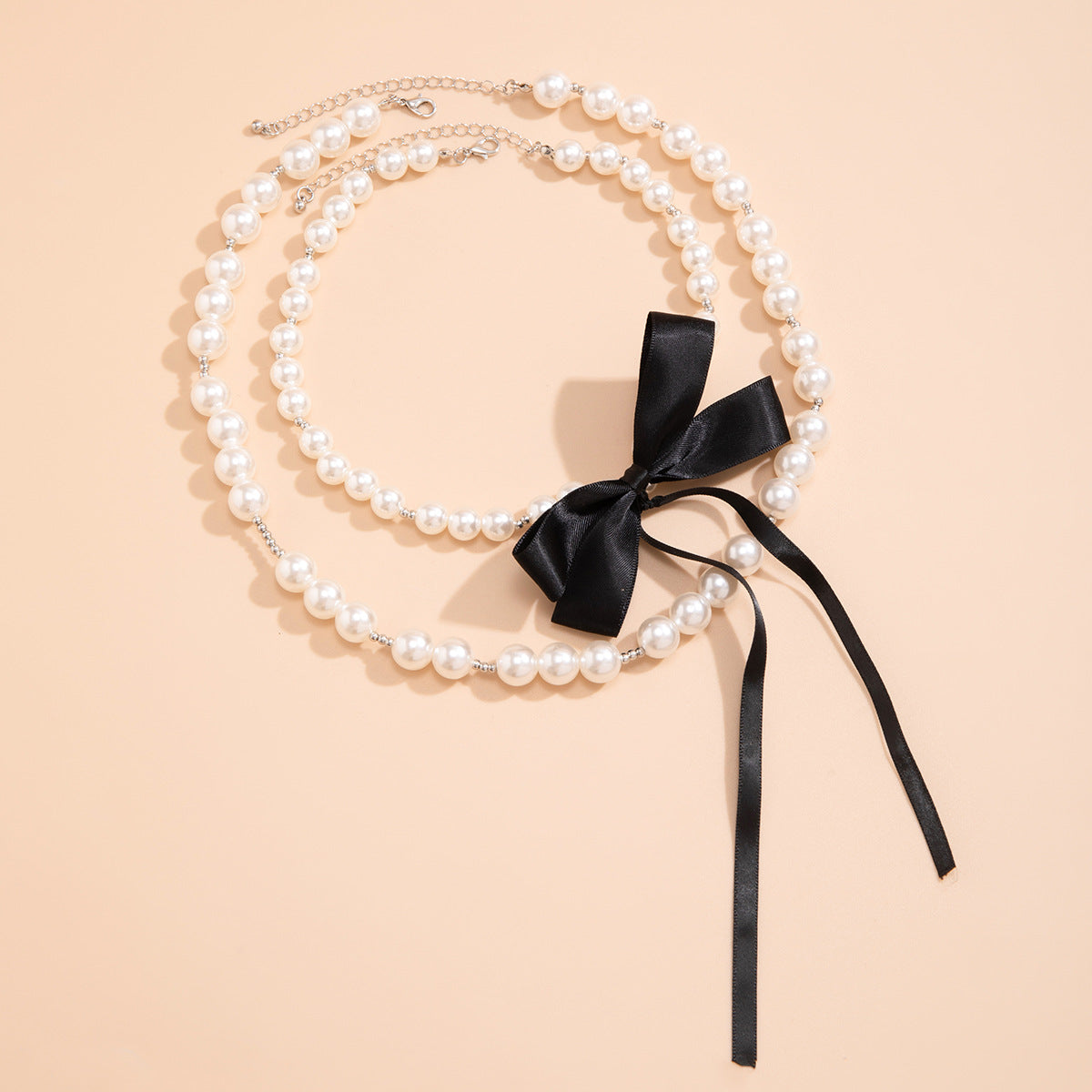 Collier français avec nœud en ruban, Style européen et américain rétro, perles élégantes, Style classique