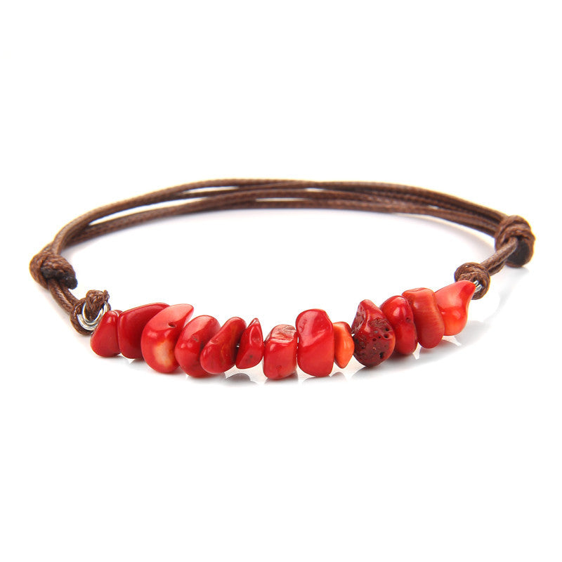 Bracelet tissé en corde de cuir pour femme