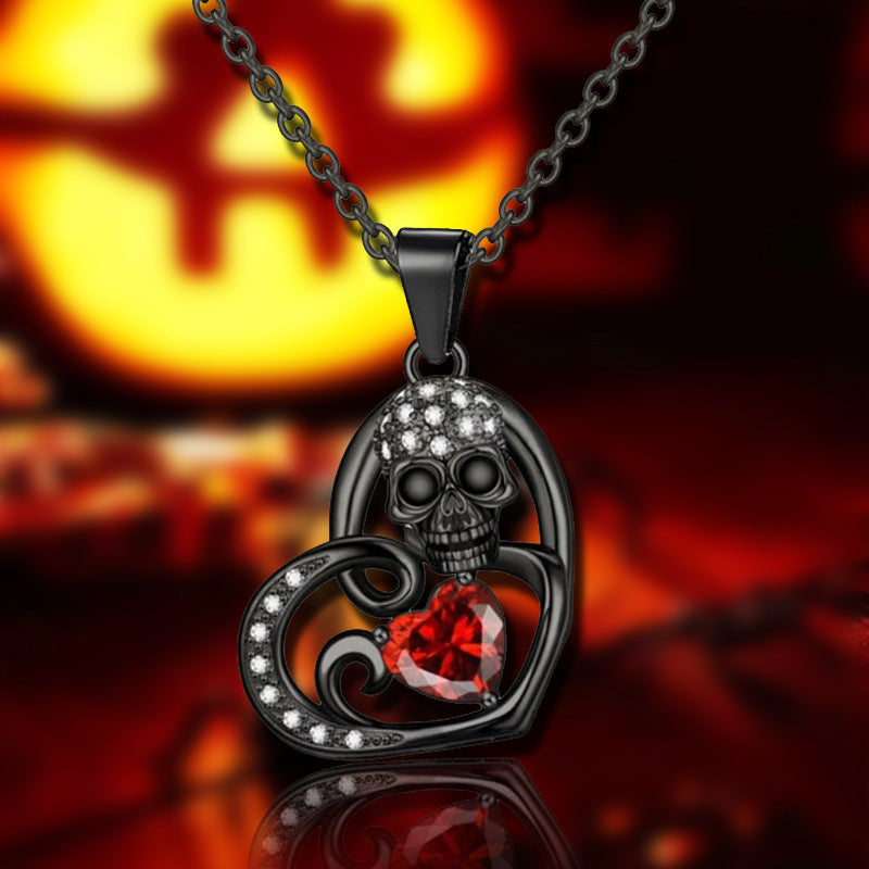 Women's Fashion Love Skull Pendant Necklace