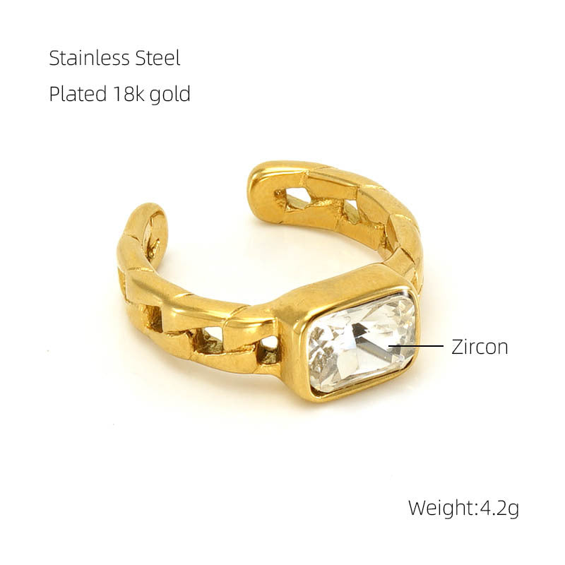 Bague en diamant en acier inoxydable pour femmes, tempérament de mode