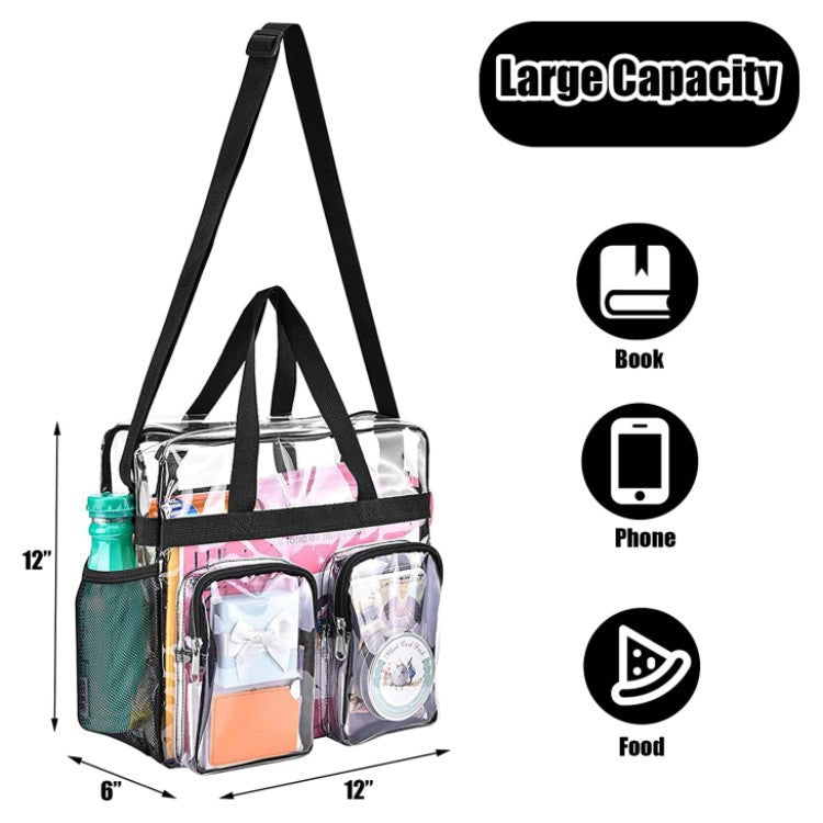 Outdoor Portable Multiple External Pockets PVC Transparent Handbag