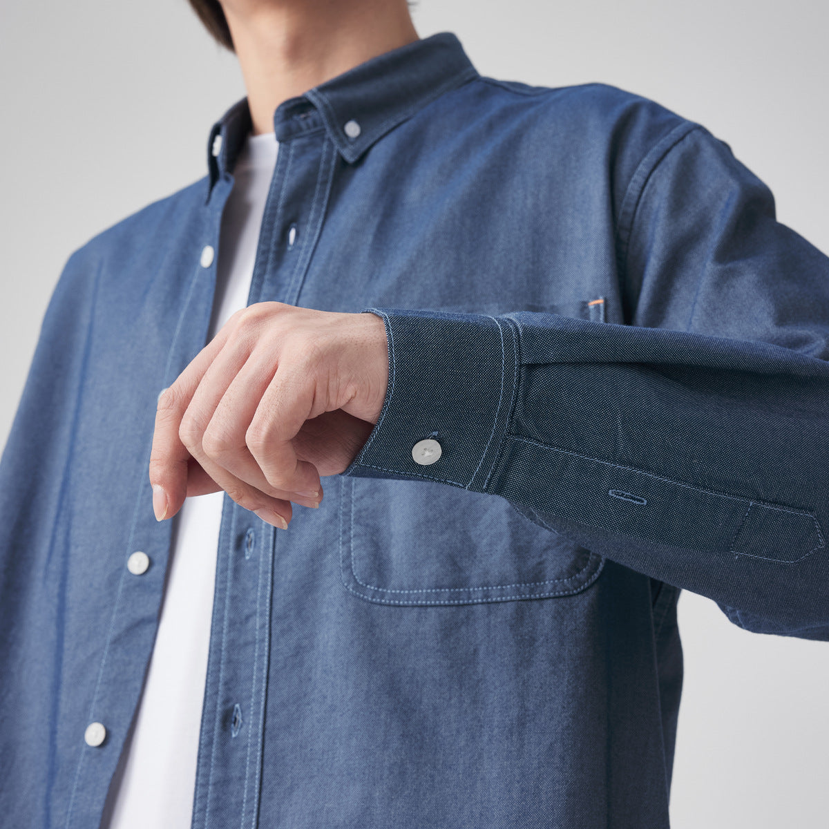 Oxford Long Sleeve Shirt Simple Solid Color