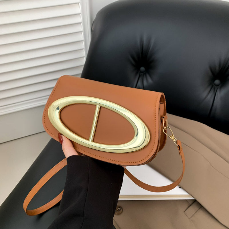 Bolso mensajero de un solo hombro con cerradura estilo occidental de buena textura elegante