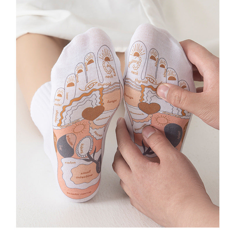 Acupoint Graphic Foot Massage Cotton Socks