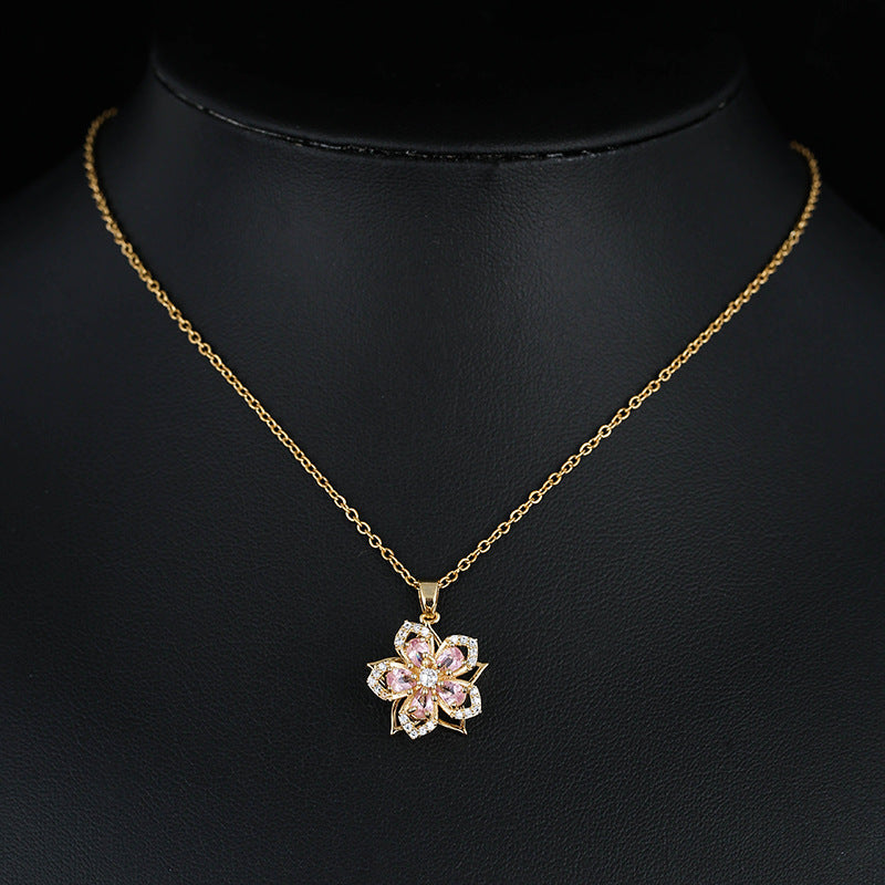 Collier rotatif en forme de fleur de tempérament