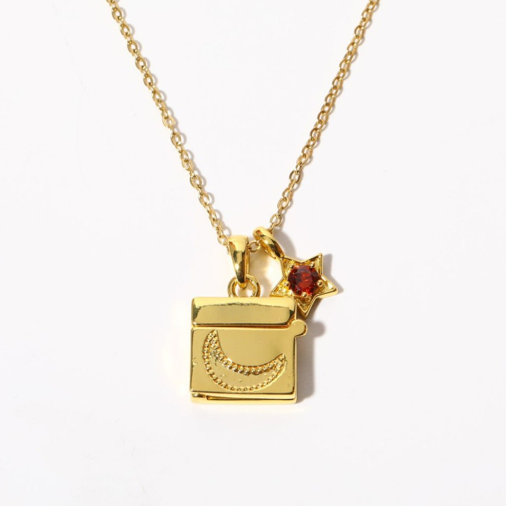 Shell Titanium Steel Album Necklace Opening And Closing Envelope Necklace