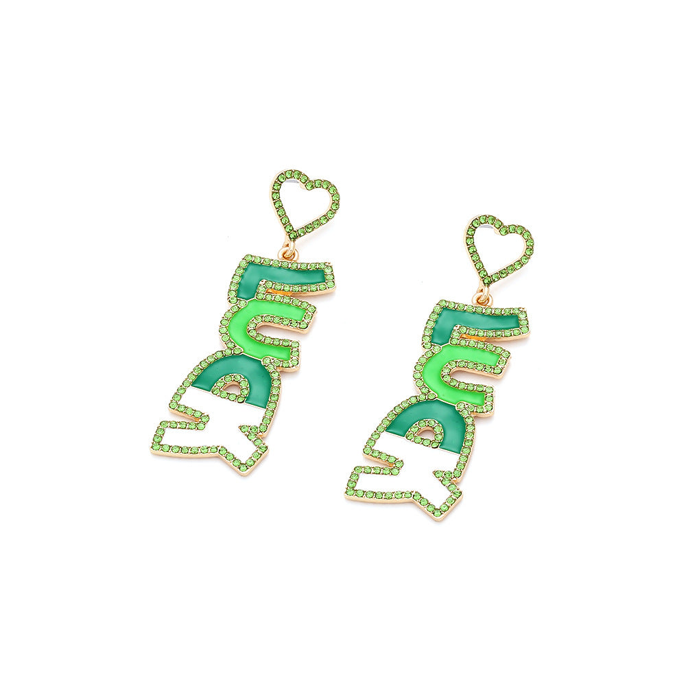 Personalized Creative Alloy Diamond Letters Earrings