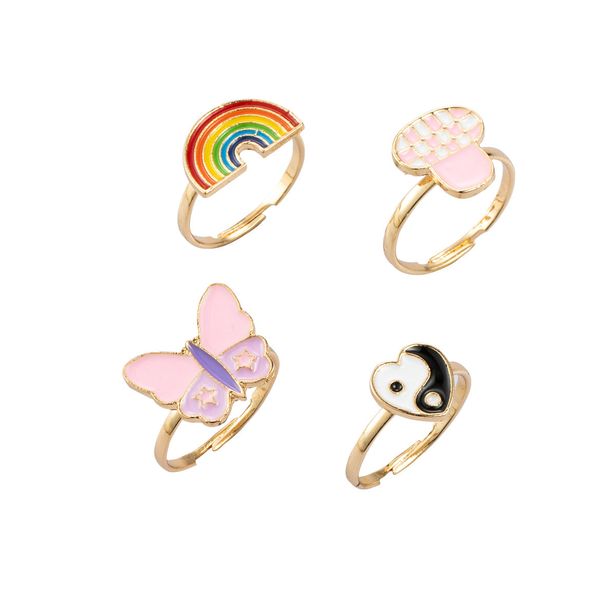 European And American New Cute Fashion Cartoon Heart-shaped Butterfly Opening Ring