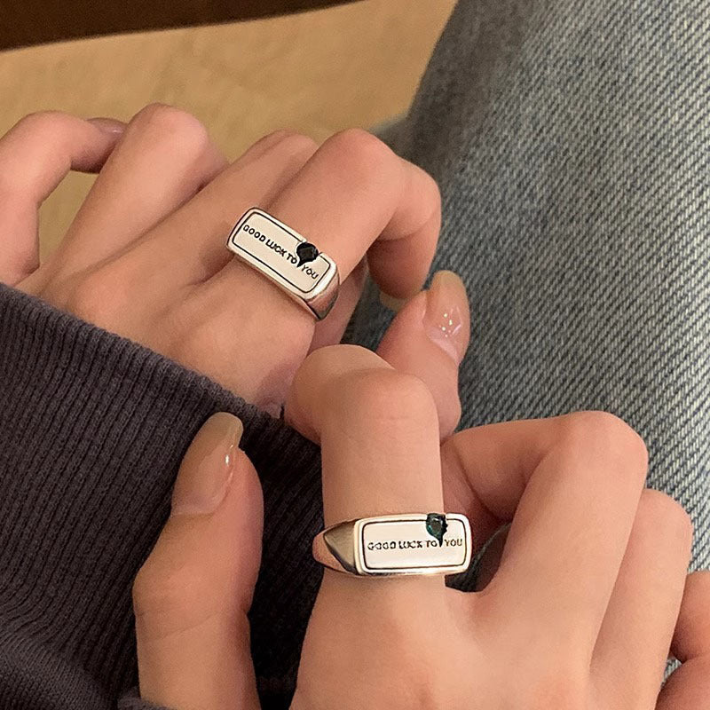 Bague Carrés Géométriques Lettres Mode Féminine