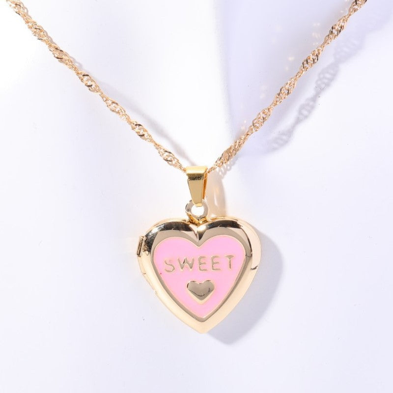 Shell Titanium Steel Album Necklace Opening And Closing Envelope Necklace