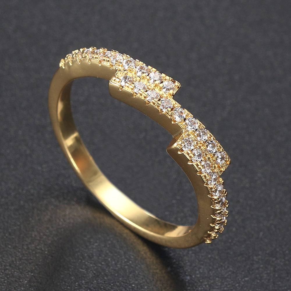 Women's Three-row Full Rhinestone Zircon Micro-inlaid Ring