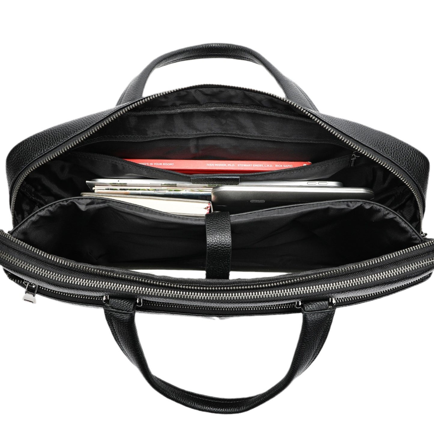 Bolso para hombre Maletín horizontal Gran capacidad Primera capa Cuero de vaca Bolsa para computadora de 17 pulgadas